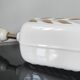 Vintage lamp base, white and gold ceramic, 70s.