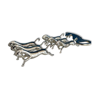 lot de 6 porte-couteaux vintage en métal argenté et décapsuleur design chev