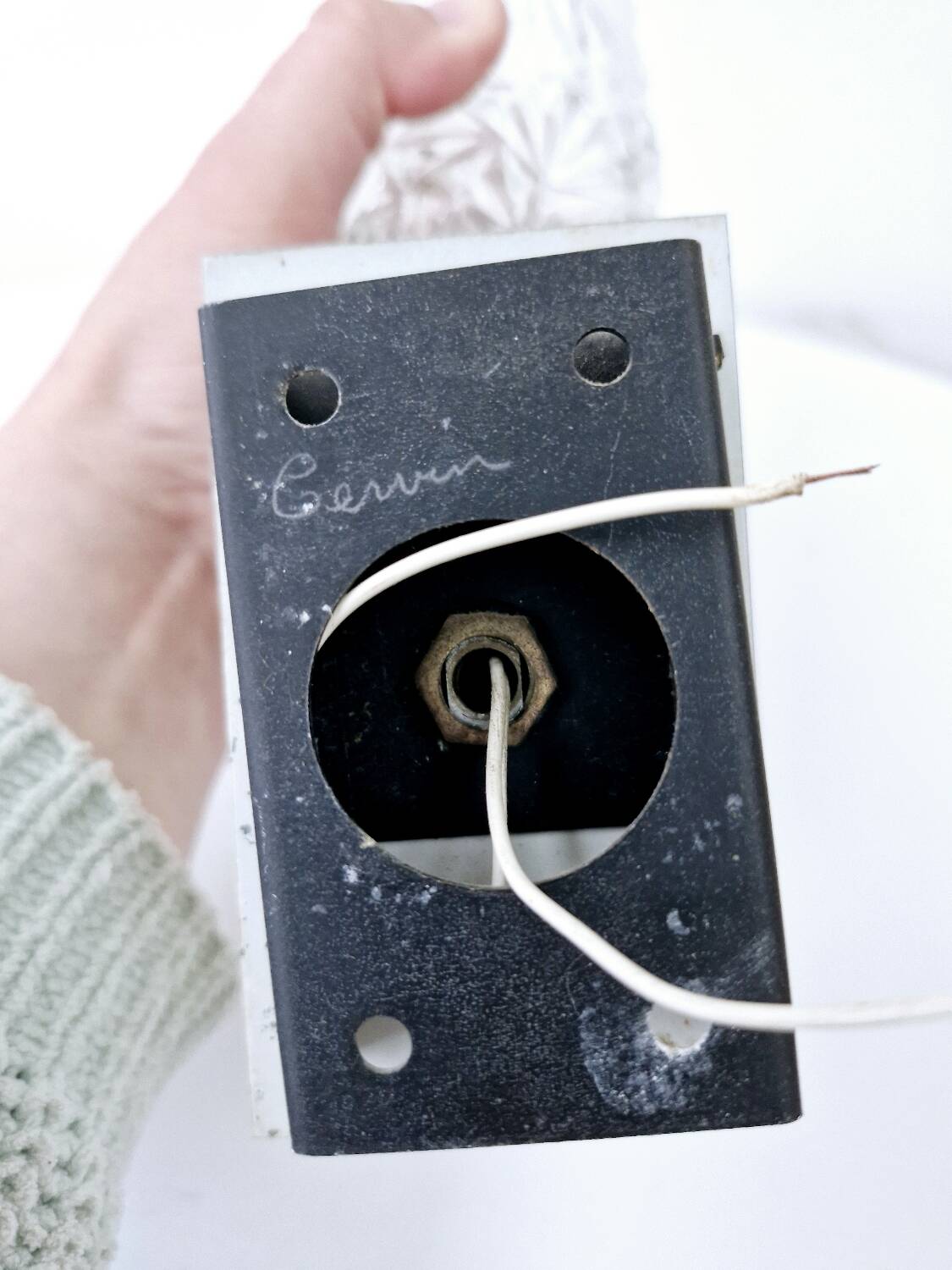 Pair of Vintage Molded Glass Metal Wall Sconces Signed Cervin Functional