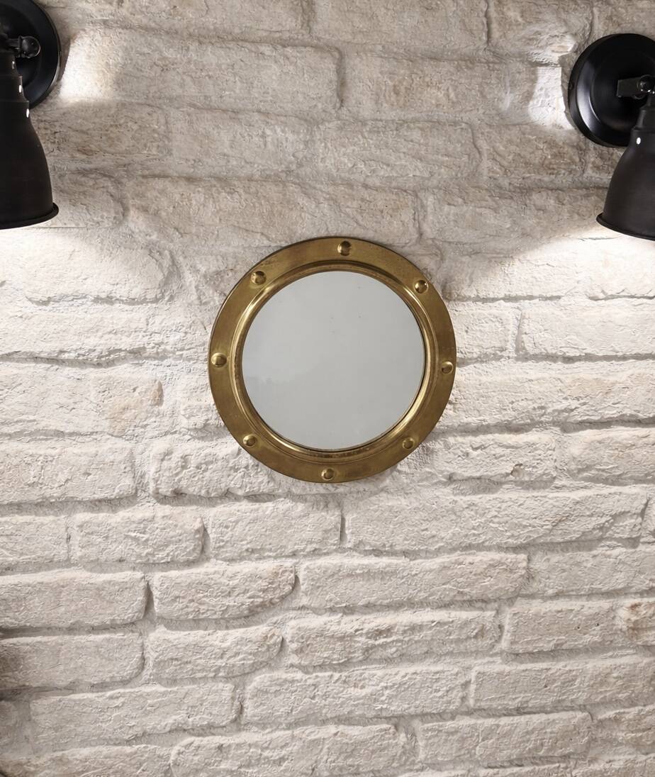 Brass Porthole Mirror — PEERAGE, England 1950