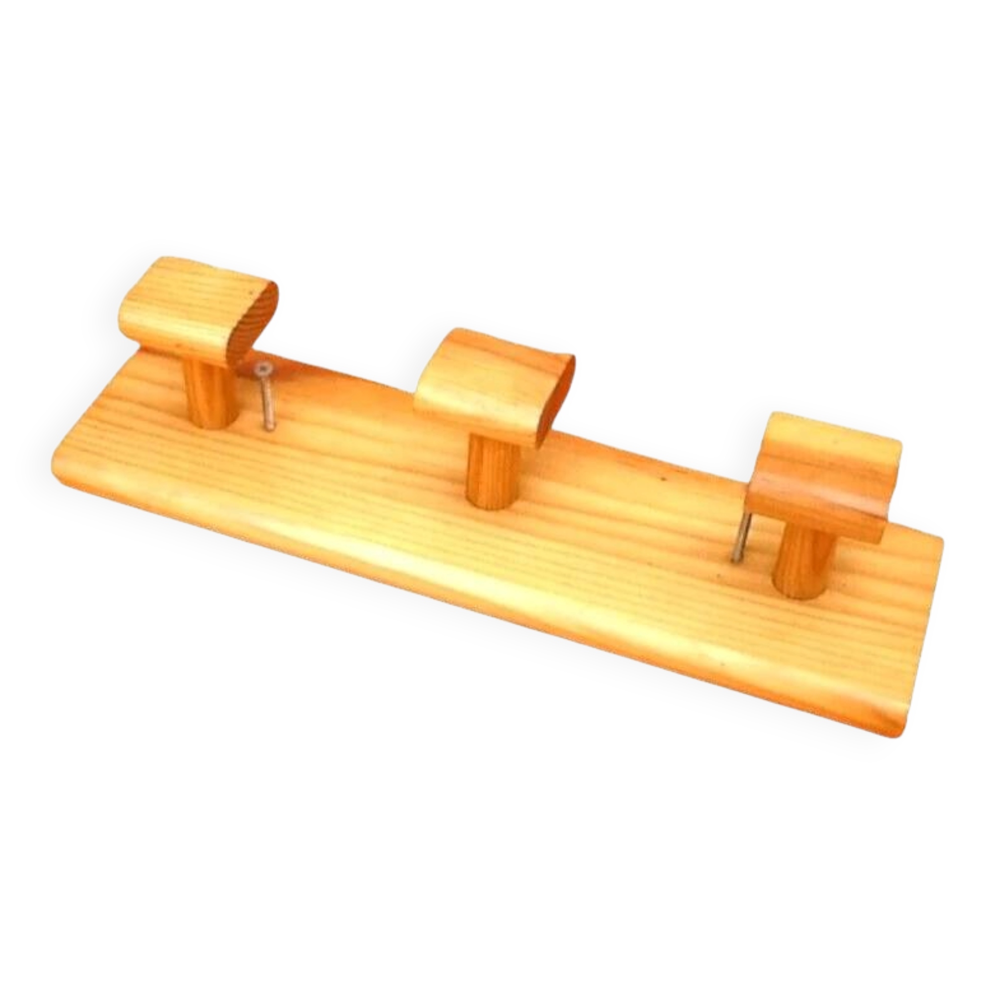 Wall coat rack 3 hooks Modernist style solid pine wood