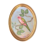 Golden frame and parakeet painting