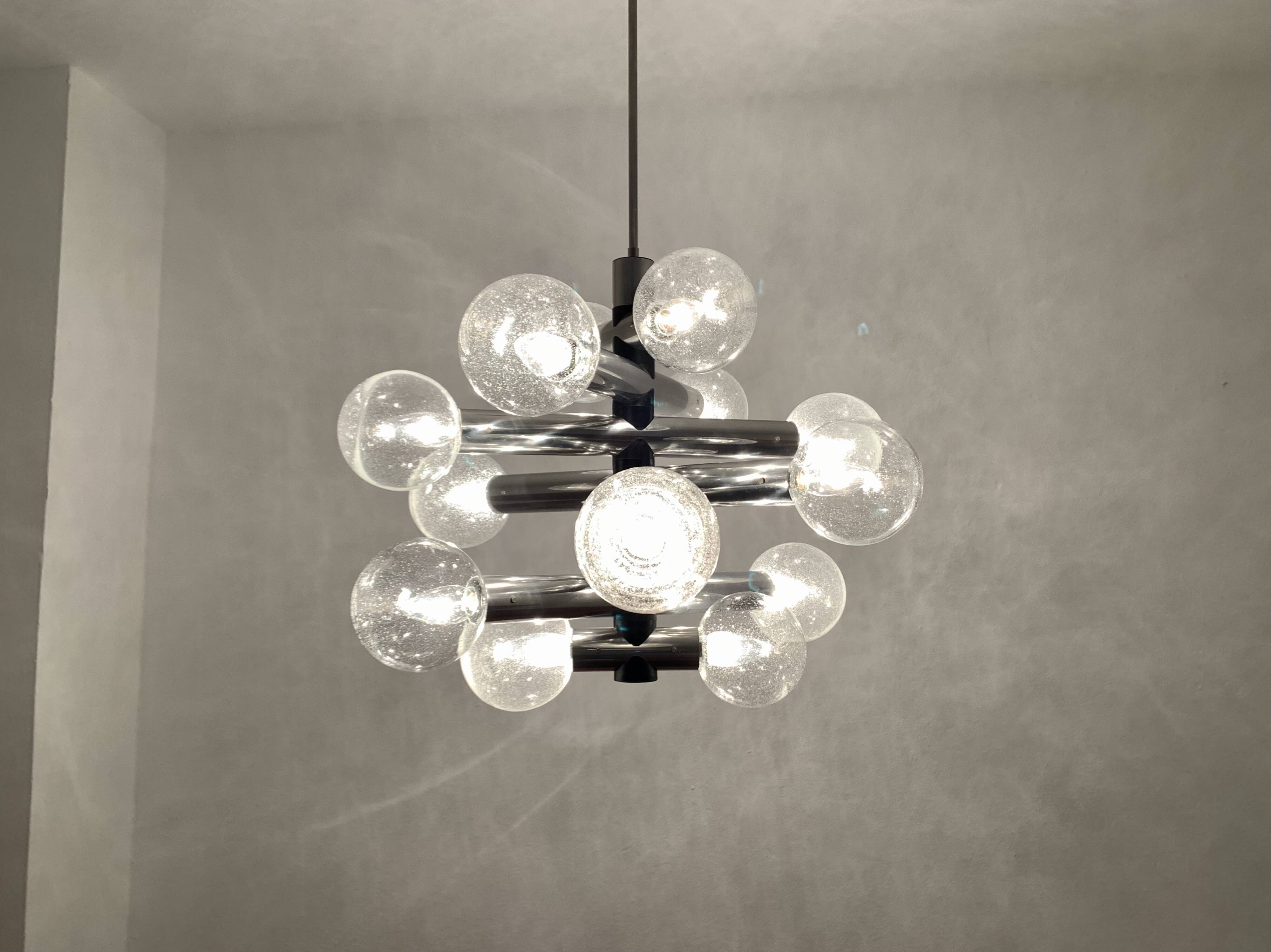 1970s Space Age Bubble Glass Chandelier by J.T. Kalmar