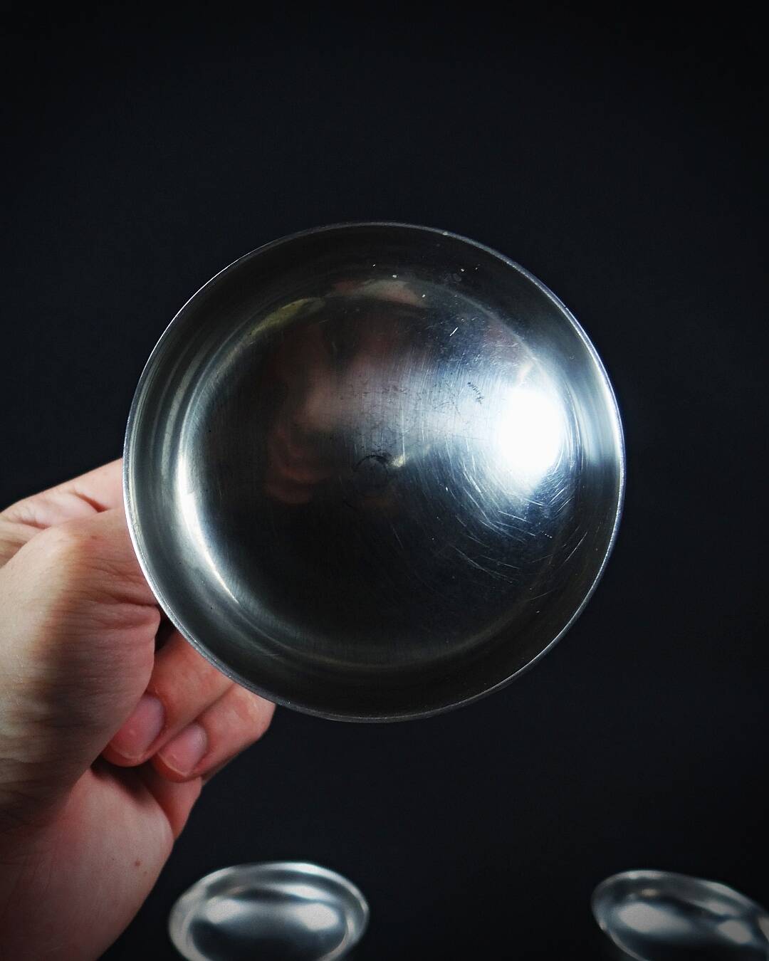 6 stainless steel ice cream bowls on foot Létang Rémy stainless steel dessert service