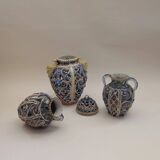 Pair of small openwork vases in glazed earthenware – Made in Italy