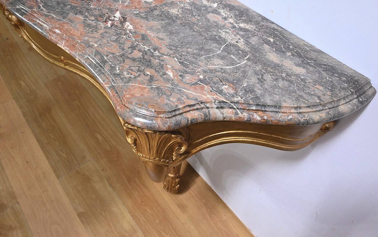 Important Wall Console in Gilded Wood, Louis XV style – Early 20th century