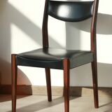 Series of 6 chairs in skai and teak