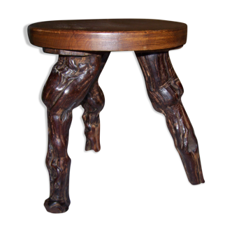 Tabouret tripode pieds de vigne