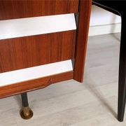 Vintage Italian Wardrobe, Walnut, Fluted Wood, Brass Feet 1950s italian