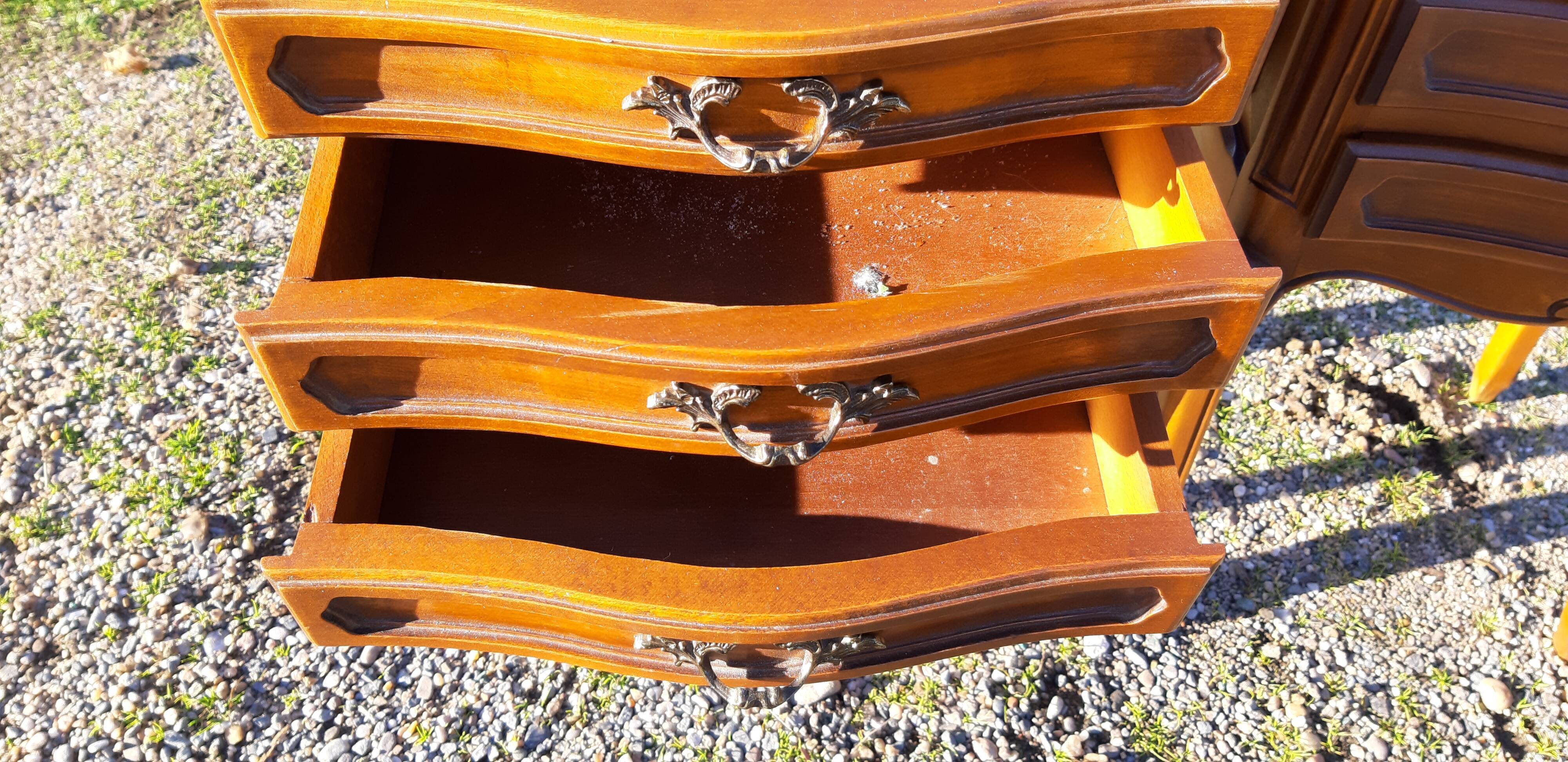Pair of cherry bedside tables 3 drawers