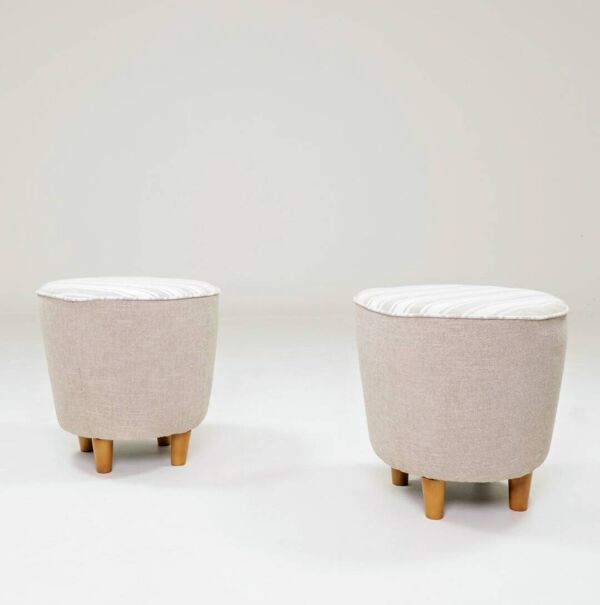 Pouf vintage à rayures, style ottoman, repose-pieds pour fauteuil