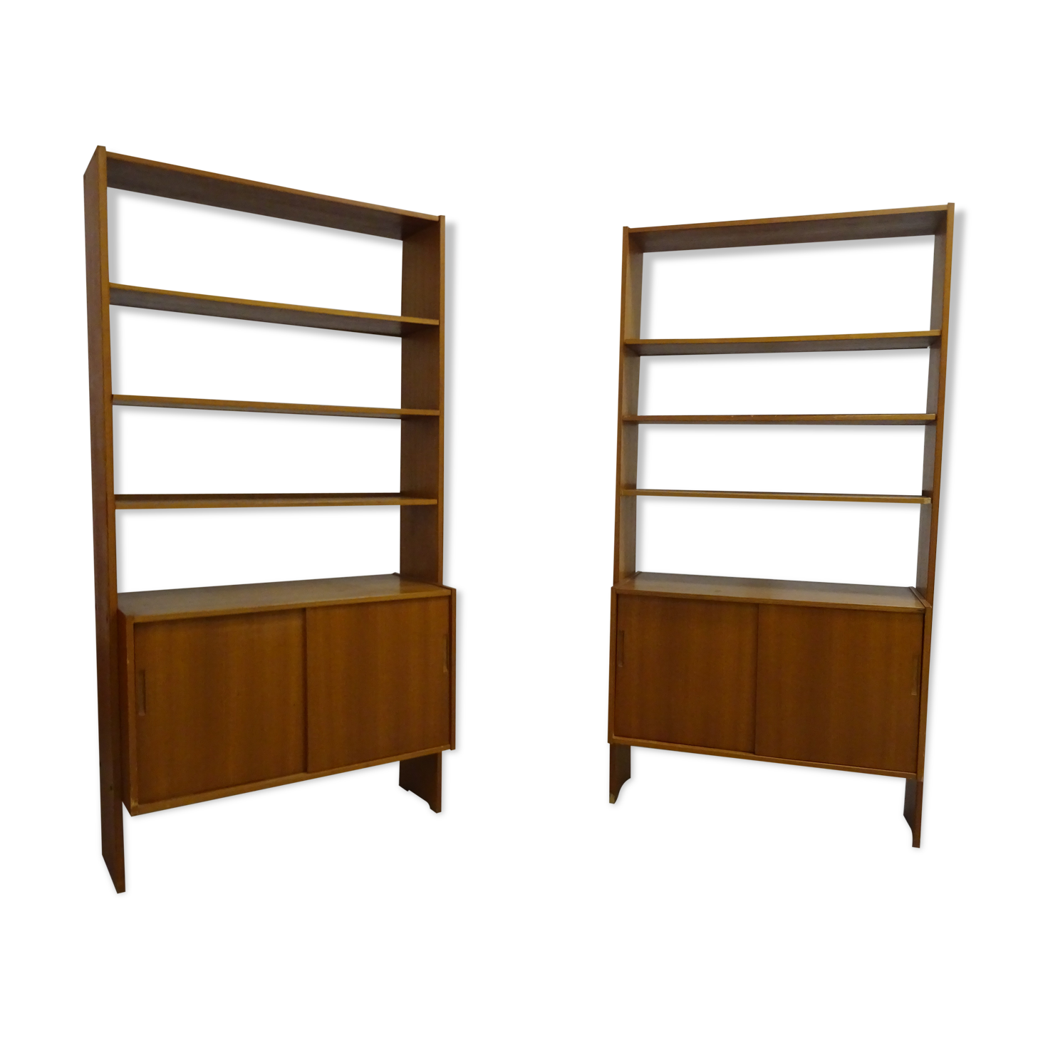 Pair of modernist Scandinavian libraries in teak, Sweden 1960