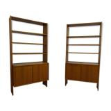 Pair of modernist Scandinavian libraries in teak, Sweden 1960
