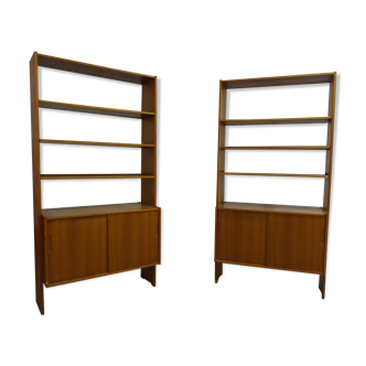 Pair of modernist Scandinavian libraries in teak, Sweden 1960