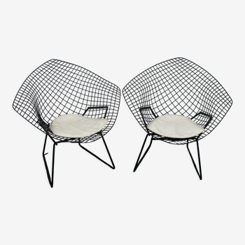 Paire de fauteuils Diamond Chairs Harry Bertoia