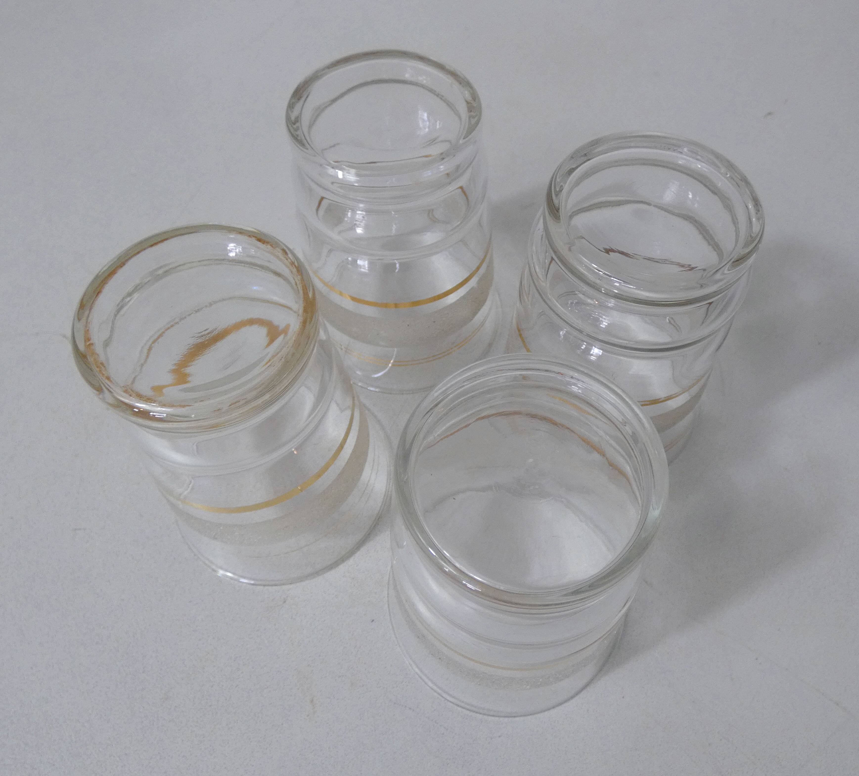 4 old vintage white granite glasses