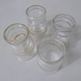 4 anciens verres granités blancs vintage