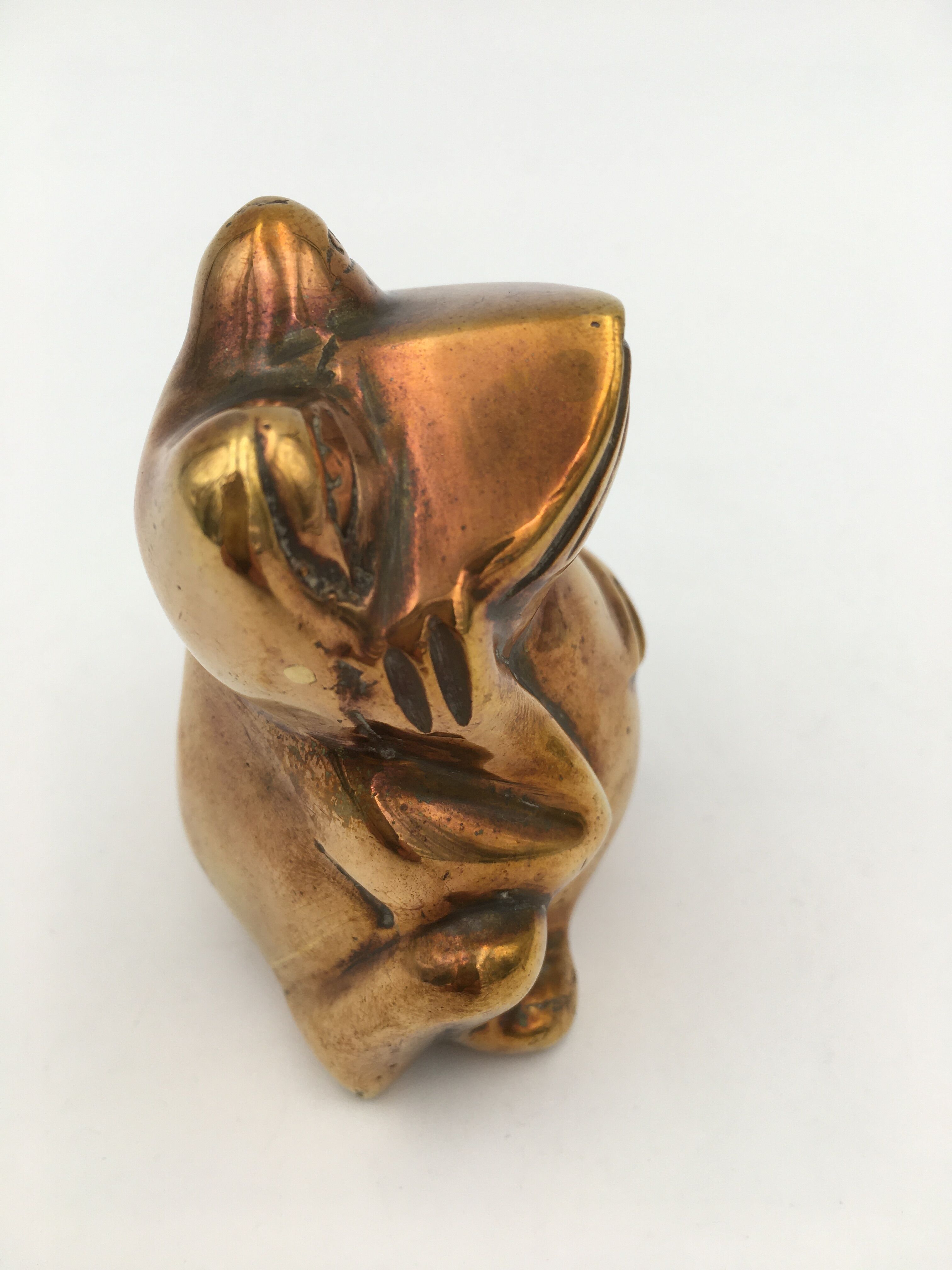 Vintage brass frog figure - 1970s