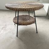 Round wicker coffee table from the 60s