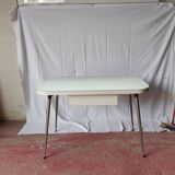 Kitchen table in formica white vintage 60s