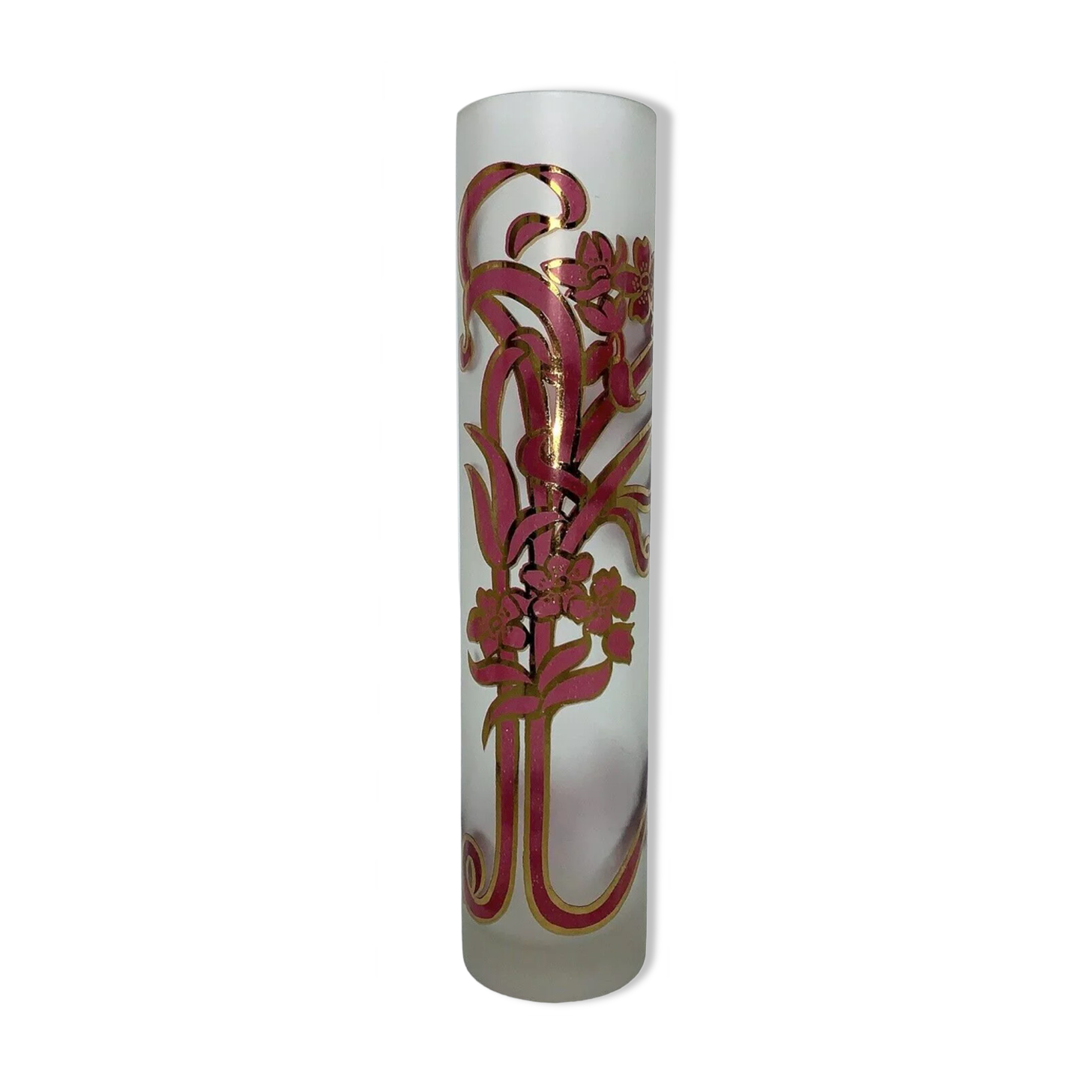 Vase glass scroll painted and gilded floral decoration art nouveau inspiration