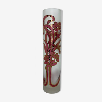 Vase glass scroll painted and gilded floral decoration art nouveau inspiration
