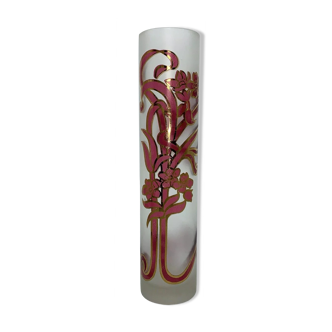 Vase glass scroll painted and gilded floral decoration art nouveau inspiration