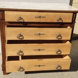 Old Art Deco chest of drawers with white marble