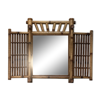 bamboo mirror 70's, 145x114 cm