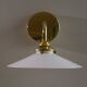White opaline wall light - brass socket and metal support