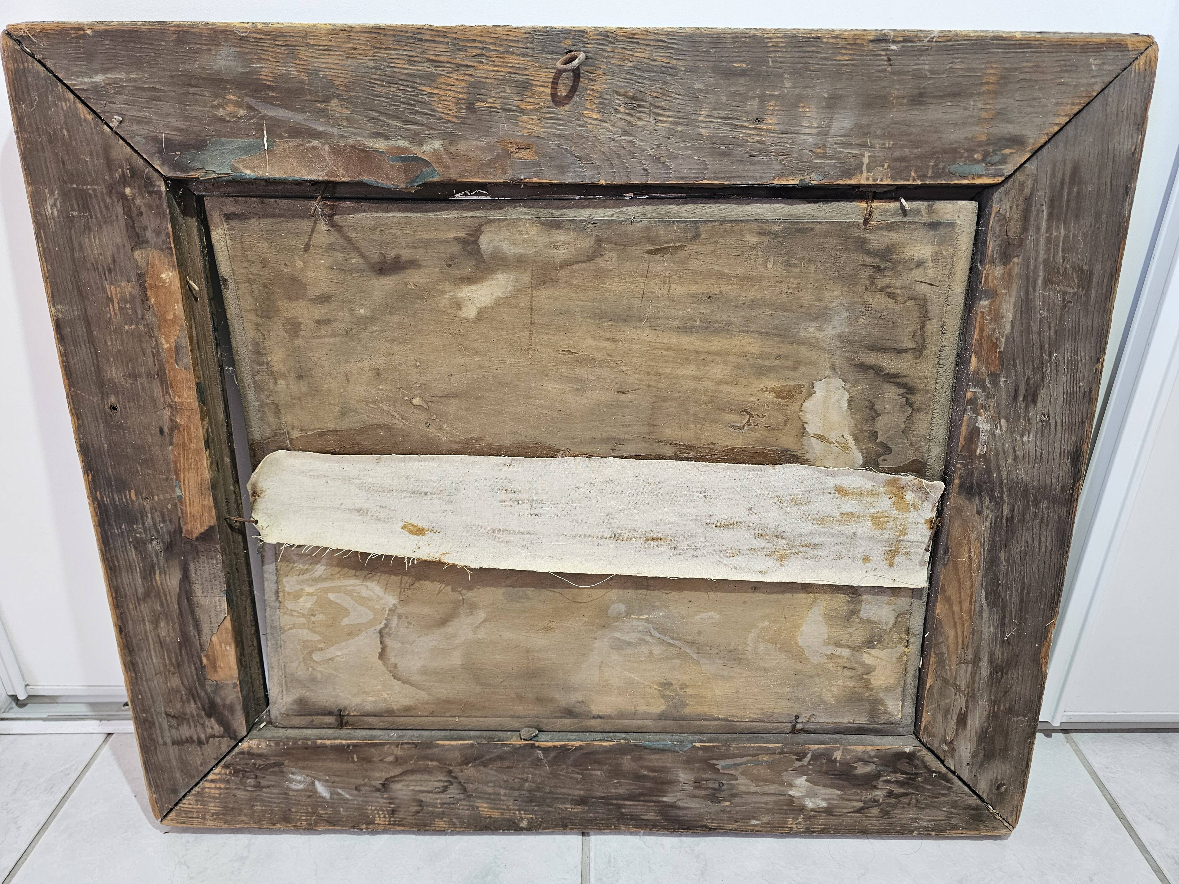 Oil painting panel - Countryside landscape Ploughing scene Signed Plaisant XI