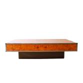elm burl coffee table with chrome edges