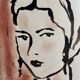 Painting signed Indian ink and pastel female portrait “study with headdress”