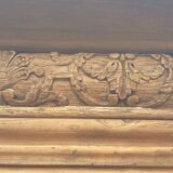 Natural wood bookcase with 3 doors and shelves