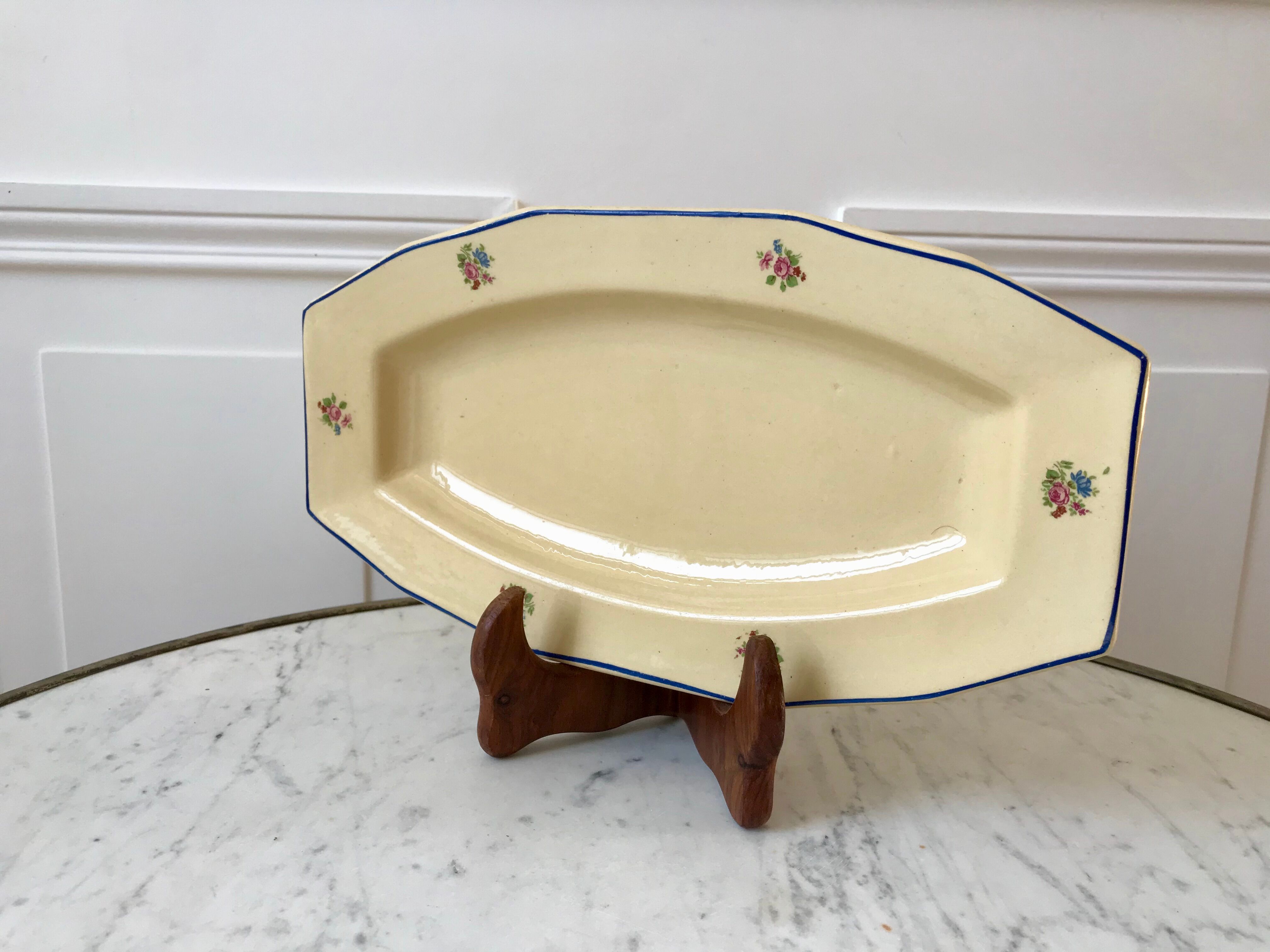Ravier / small dish badonviller with blue flowers 50s