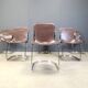 Vintage leather and chrome dining chairs by Cidue, 1970s