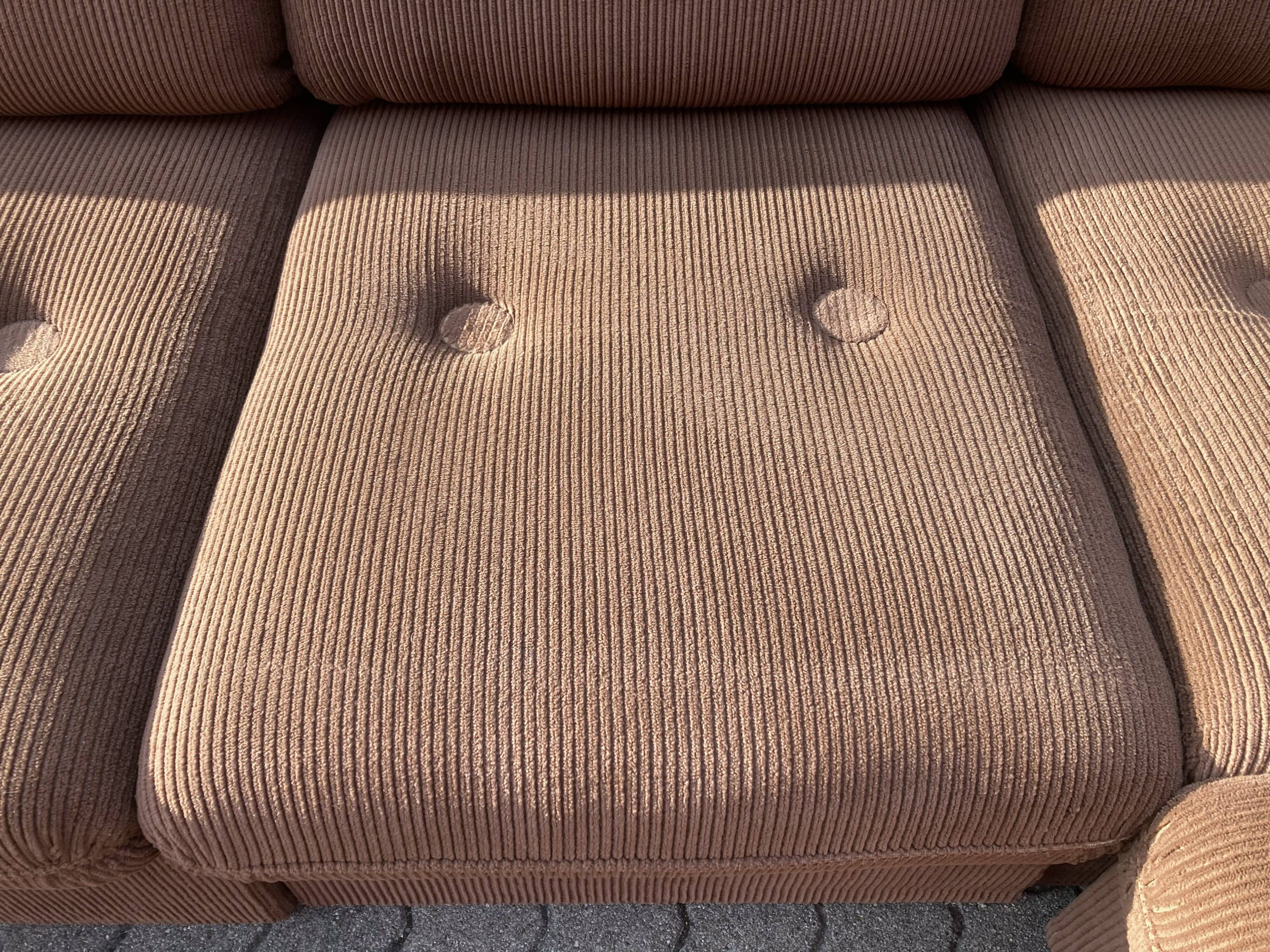 Vintage Modular Sofa in Brown Velvet Corduroy, 1970s