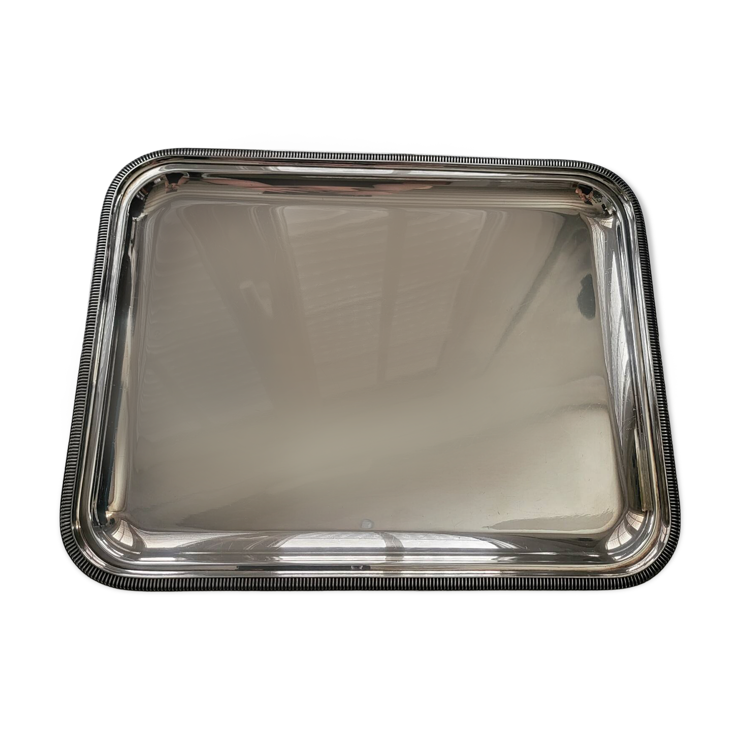 Large silver-plated metal serving platter Christofle Gallia collection
