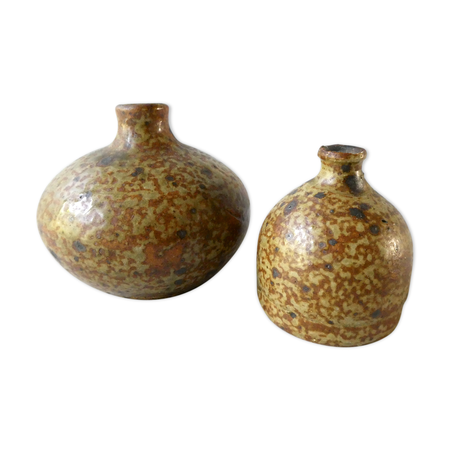 Paire de vases soliflores en grès pyrité, années 70