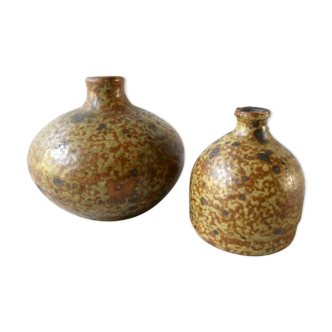 Pair of soliflore vases in pyrity sandstone, 70s