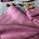 Set of four old damasked towels dyed cyclamen