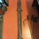 Pair of old skis and poles
