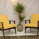 Armchair Henryk Lis 300-190 years 1970 yellow fabric Pierre Frey.