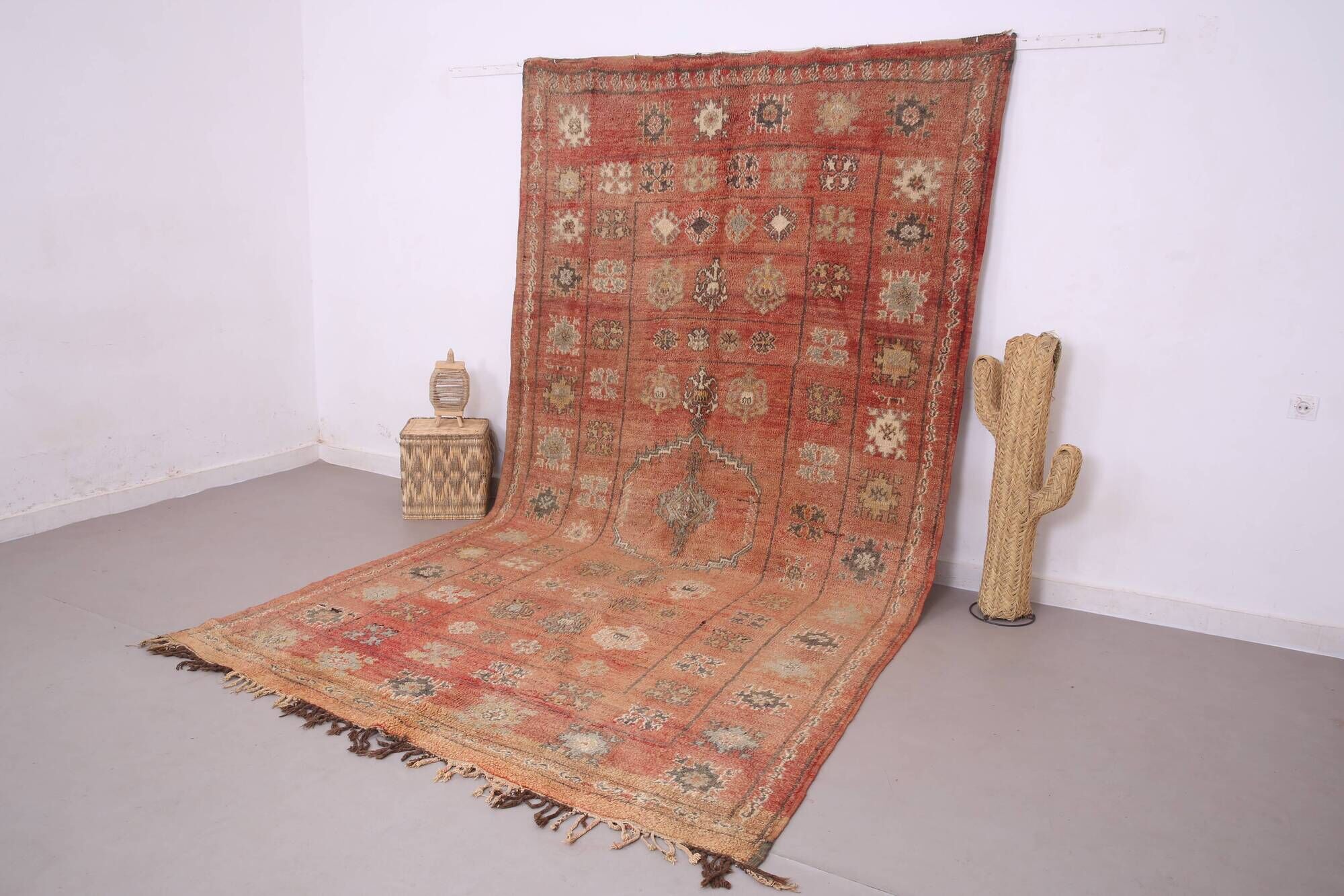 Terracotta Vintage Moroccan Rug 206 x 370 cm - Berber Wool Rug Handmade
