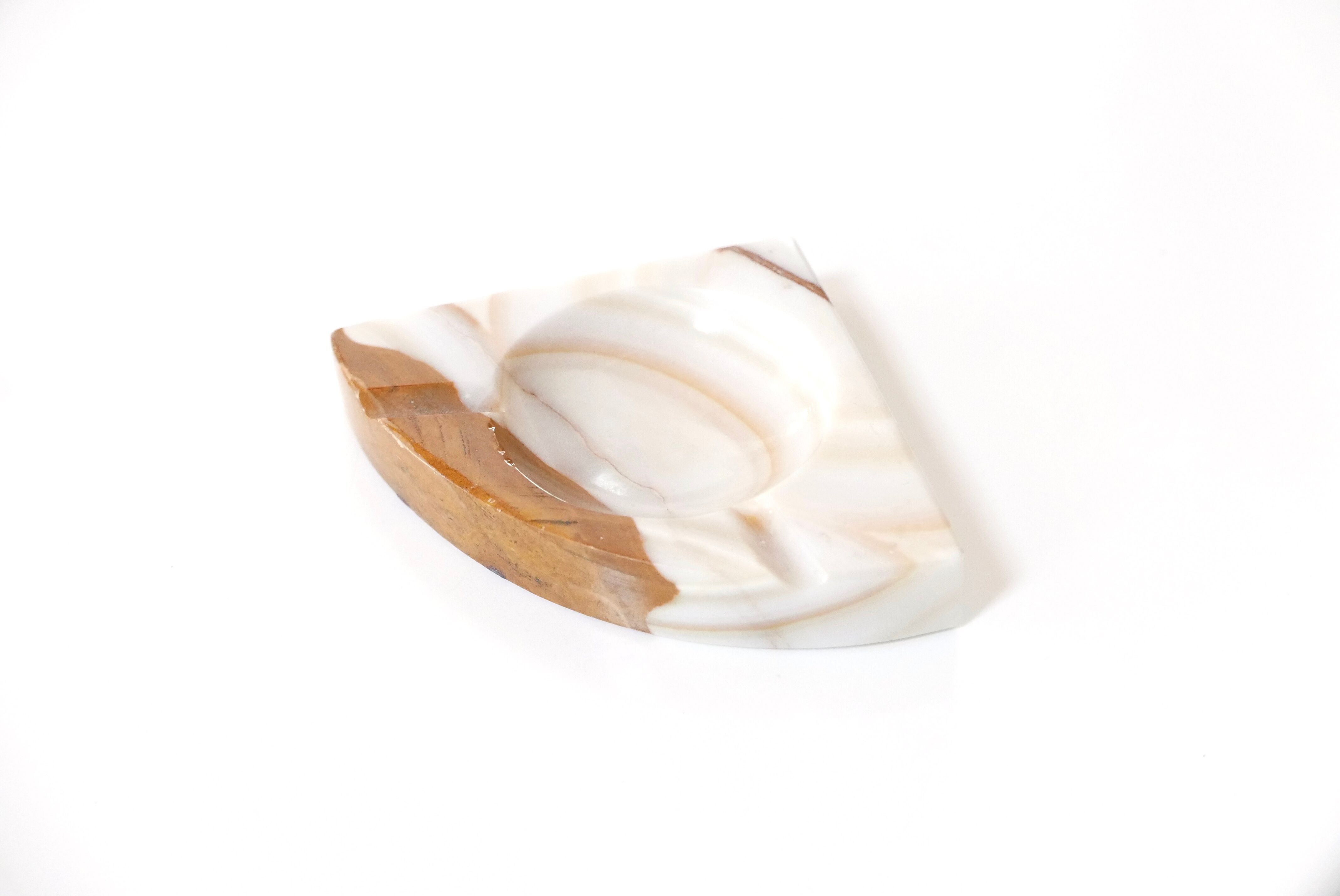 Alabaster ashtray, carved stone, 70s