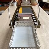 White perforated metal table basket