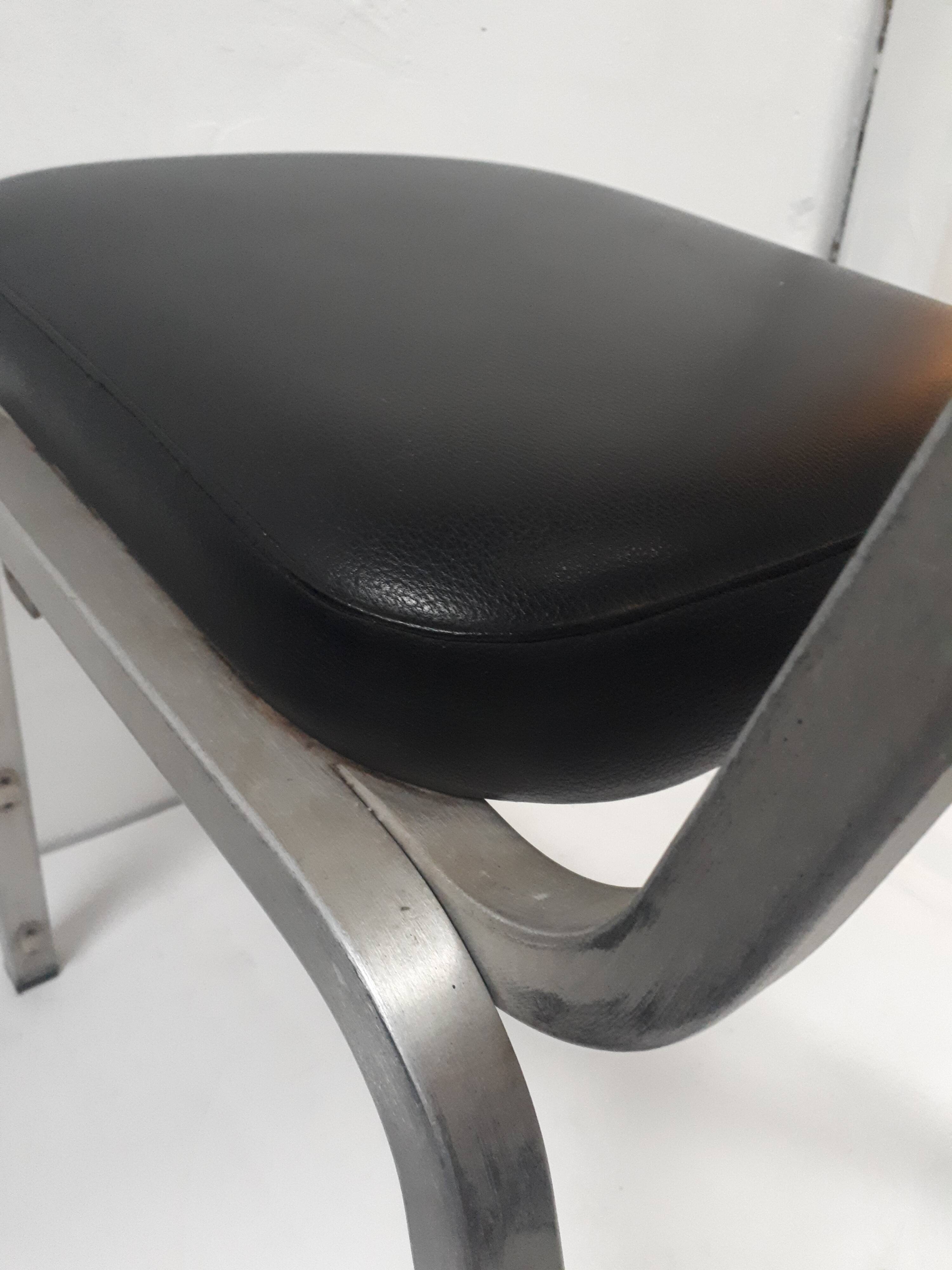 pair of vintage design chair 1960 aluminium skai black