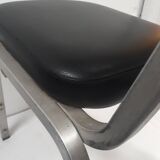 pair of vintage design chair 1960 aluminium skai black