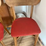 Ensemble de 4 chaises en bois et vinyle rouge