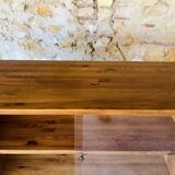 Vintage wall shelf with plexiglass sliding doors